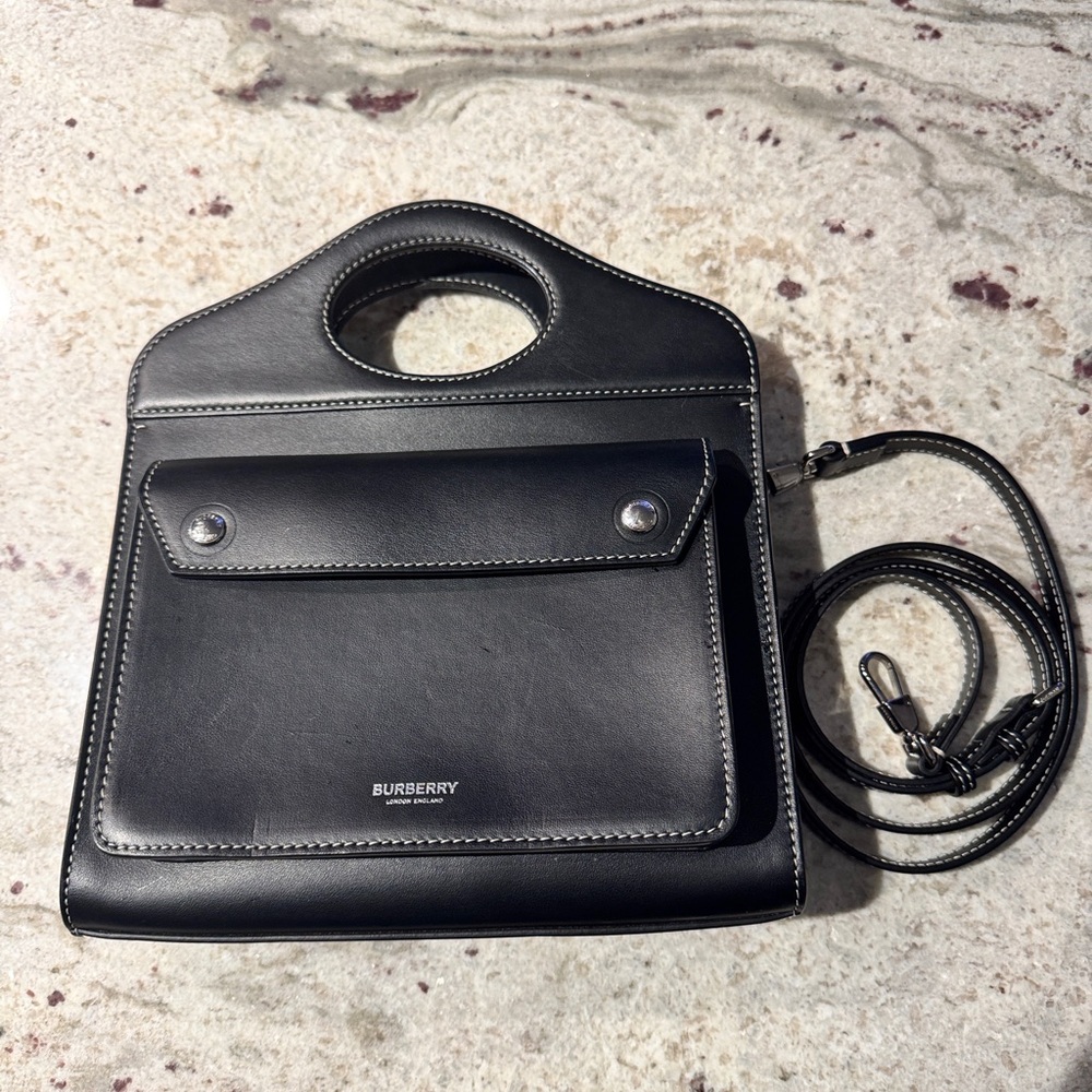 Burberry Black Leather Pocket Bag